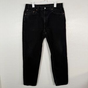 Vintage Levis 505 Jeans Mens 38x34 (Fits 36x34) Black Denim Relaxed Casual *